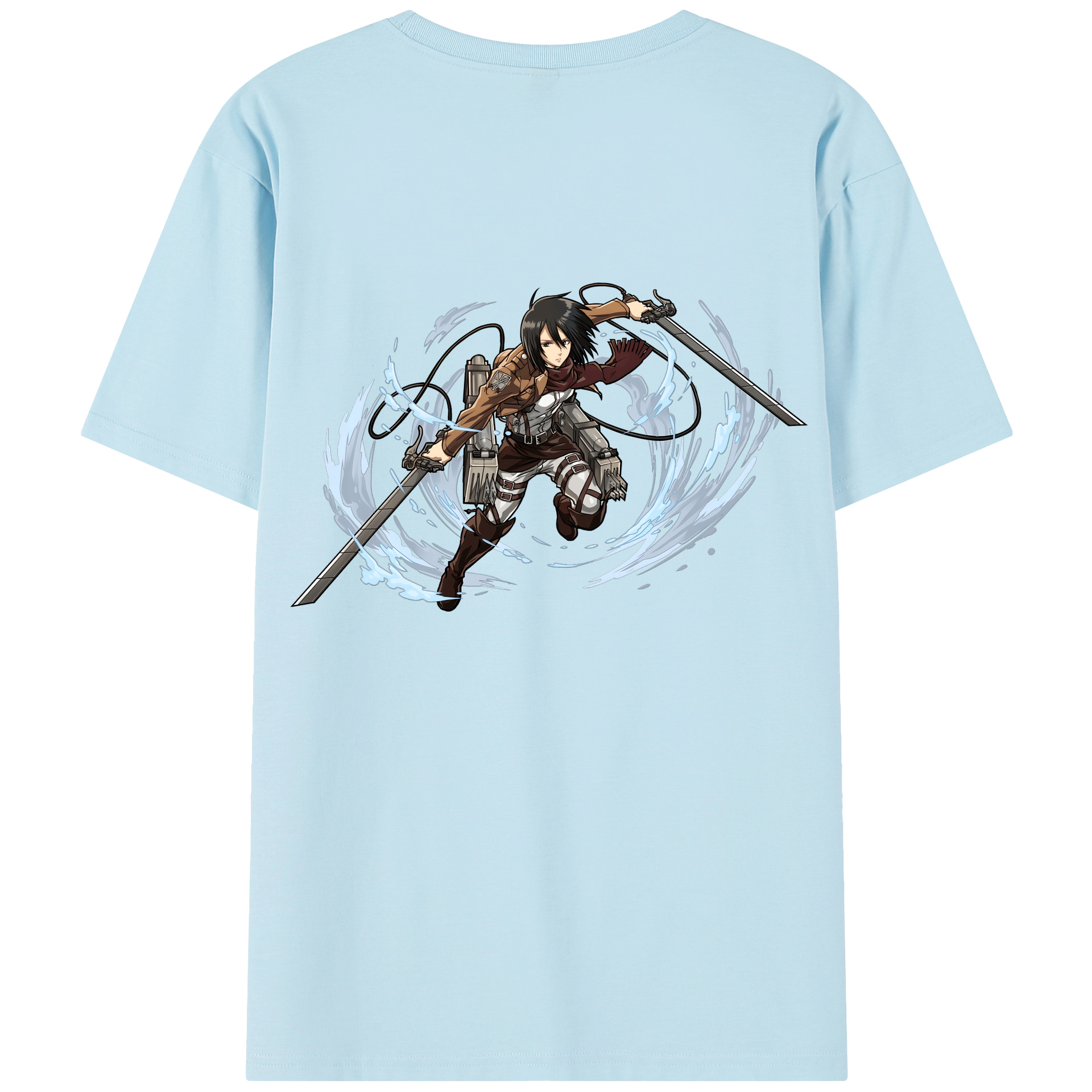（画像用） 進撃の巨人 ミカサ·アッカーマン Attack on Titan Mikasa Ackerman 綿100％半袖Tシャツ（背面プリント）